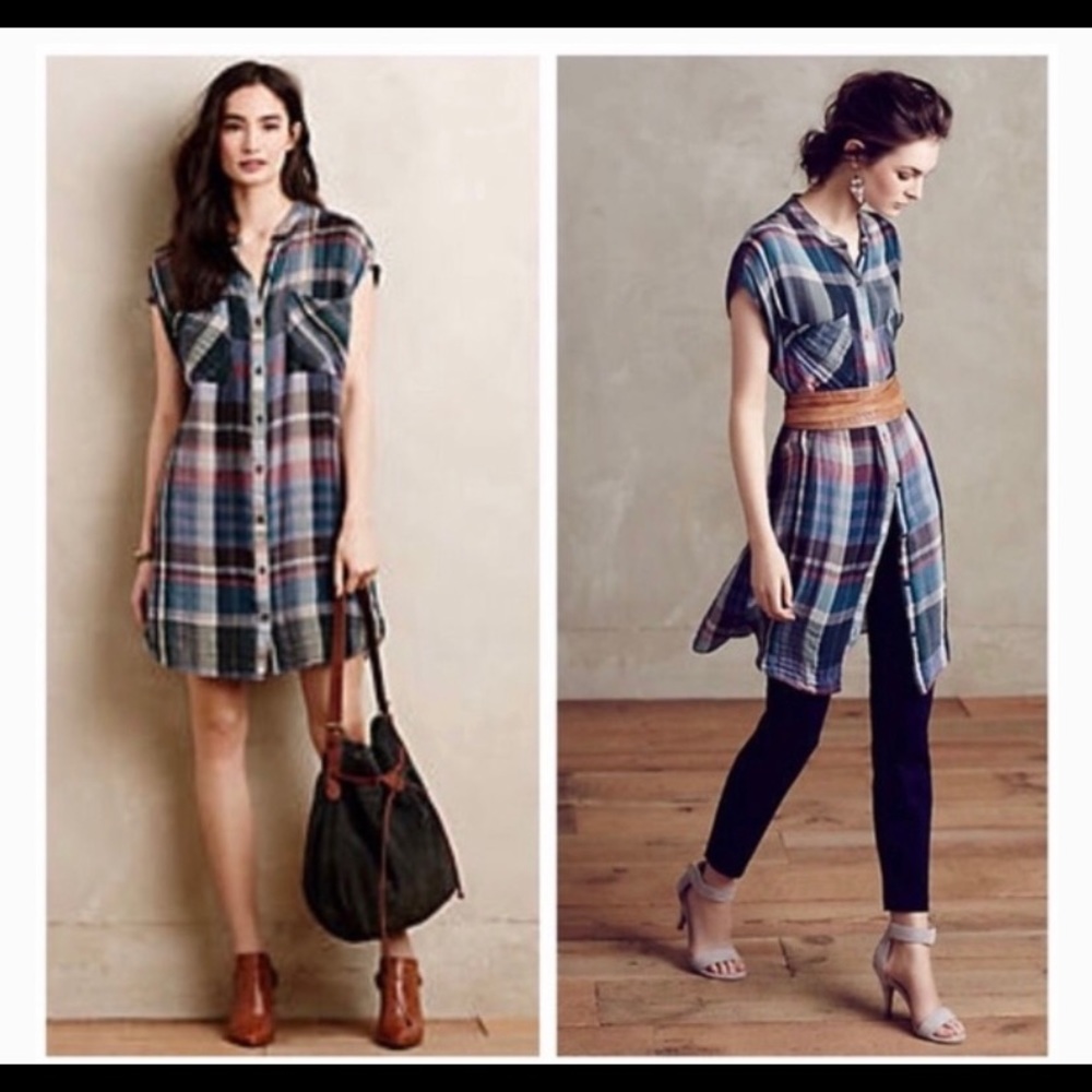 Lightweight plaid tunic or dress Anthro brand